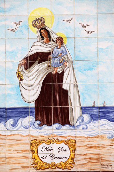 Pannello a mosaico di azulejo della Senora del Carmen, Malaga, Spagna da Unbekannt