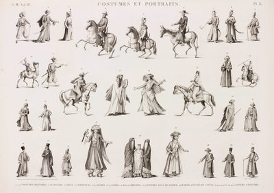 Serie di illustrazioni di persone in vari costumi da Unbekannt