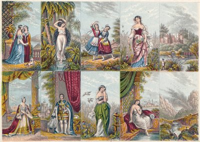 Serie di vedute e figure, incluso un ritratto della Regina Vittoria e del Principe Alberto, 1851 da Unbekannt