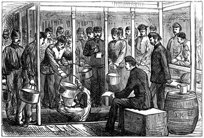 Distribuzione di birra su una nave da truppa, 1878 da Unbekannt