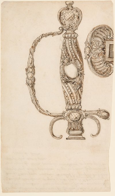 Set di quattro disegni per spade piccole, ca. 1725-80 da Unbekannt