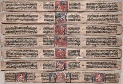 Sette foglie da un manoscritto del Gandavyuha-sutra..., 1000s-1100s da Unbekannt
