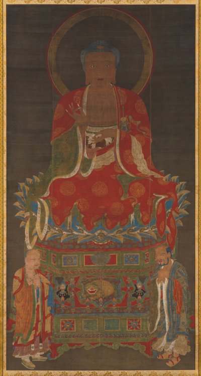 Triade di Shakyamuni: Buddha accompagnato da Manjushri e Samantabhadra, 1300 da Unbekannt