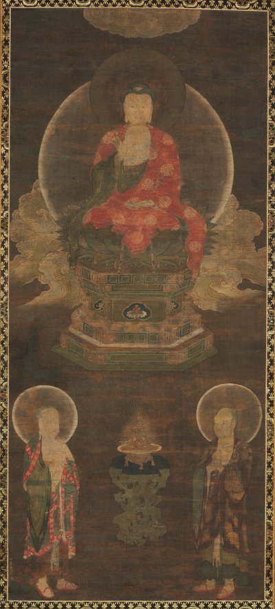 Triade di Shakyamuni: Buddha assistito da Manjushri e Samantabhadra Buddha da Unbekannt