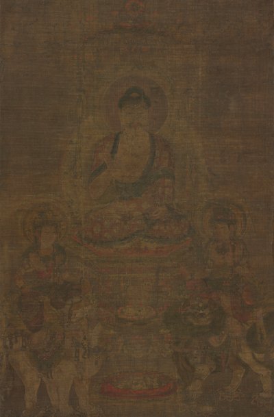 Triade Shakyamuni: Buddha accompagnato da Manjushri e Samantabhadra, c. 900 da Unbekannt