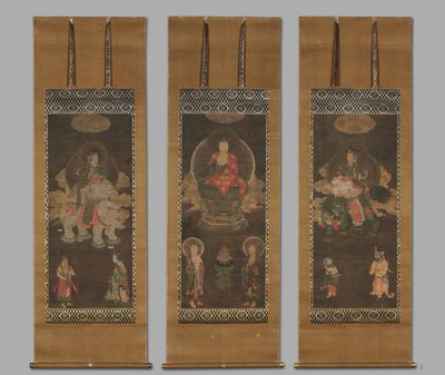 Triade di Shakyamuni: Buddha accompagnato da Manjushri e Samantabhadra da Unbekannt