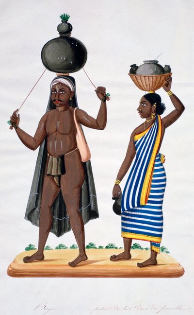 Pastore e sua moglie che portano il latte, India, 1834 da Unbekannt