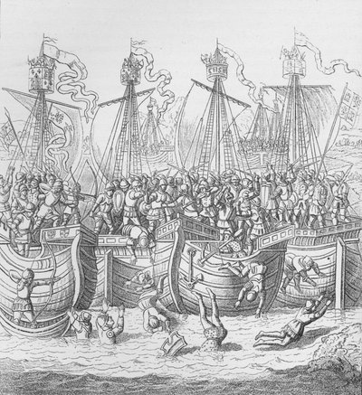 Navi a La Rochelle, Francia, nel 1372, c1804 1906 da Unbekannt