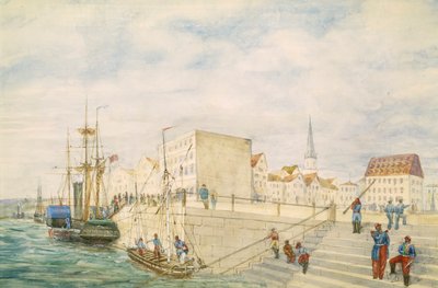 Navi in un porto, parte del panorama da Londra a Hong Kong da Unbekannt