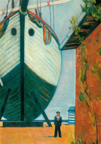 Cantiere navale con un marinaio da Unbekannt