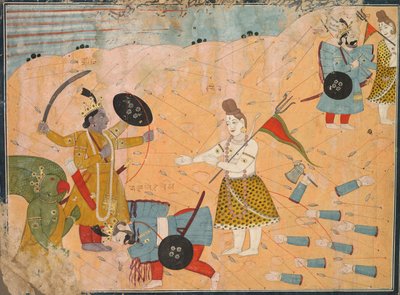 Shiva intercede per Vanasura: Scena dalla sezione Aniruddha Usha di Krishna Lila, c. 1840 da Unbekannt