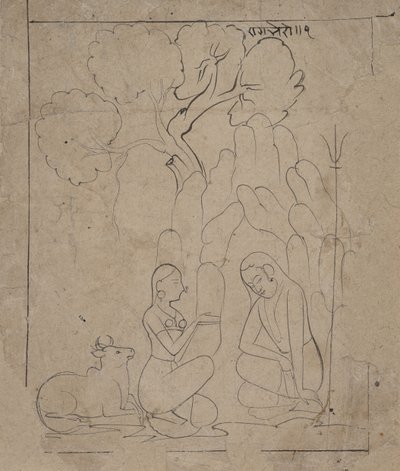 Shiva e Parvati in una grotta di montagna da Unbekannt