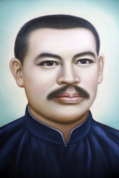 Negozio che vende articoli religiosi cristiani. Padre Francois Xavier Truong Buu Diep. Ritratto. Ho Chi Minh City. Vietnam da Unbekannt