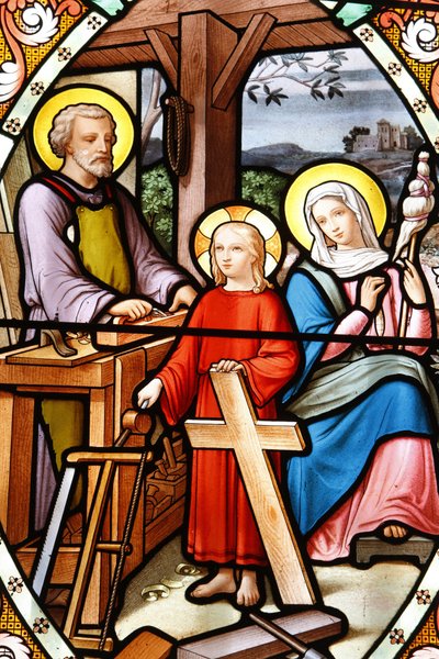 Santuario di Nostra Signora di La Salette, vetrata Gesù nella bottega del padre, La Salette, Francia da Unbekannt