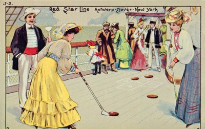 Gioco del shuffleboard a bordo di una nave passeggeri della Red Star Line, 1907 da Unbekannt