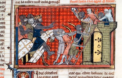 Assedio di una città guidato da Goffredo di Buglione, c1099, 14º secolo da Unbekannt