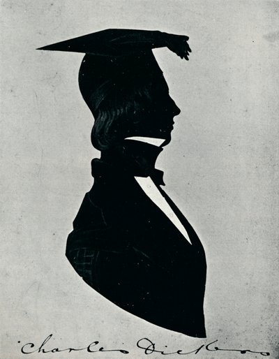 Ritratto in silhouette di Charles Dickens da Unbekannt