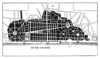 Piano di Sir Christopher Wren per la ricostruzione di Londra dopo il Grande Incendio del 1666, c1902 da Unbekannt