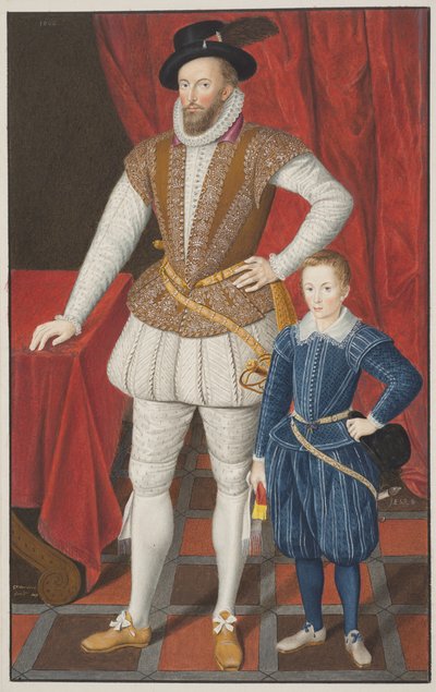 Sir Walter Raleigh e figlio, 1602 da Unbekannt