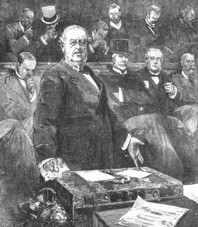 Sir William Harcourt annuncia le dimissioni del governo di Lord Rosebery, 1895 da Unbekannt