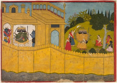 Sita nel giardino di Lanka, dal poema epico Ramayana di Valmiki, c. 1725 da Unbekannt