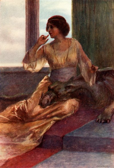 Seduta con la testa del drago addormentato sul ginocchio, 1917 da Unbekannt