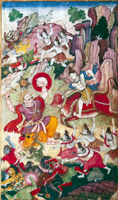 Siva distrugge il demone Andhaka, manoscritto Harivamsa, Mughal da Unbekannt