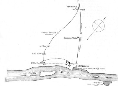 Schizzo-mappa dei movimenti dal 17 al 21 gennaio 1885, c1885 da Unbekannt