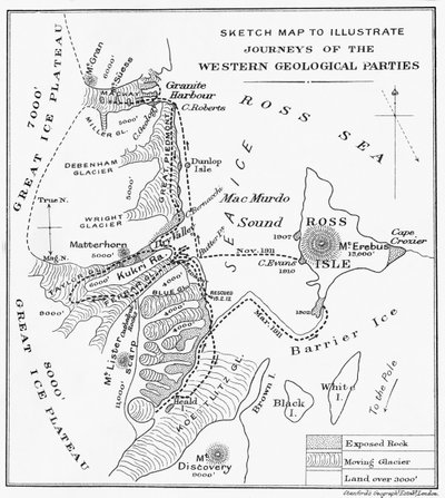 Mappa schizzo per illustrare i viaggi delle parti geologiche occidentali, 1913 da Unbekannt