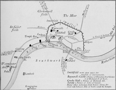 Mappa schizzo di Londra nel XV secolo, 1906 da Unbekannt