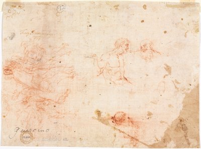 Schizzo di due uomini e altre figure varie, verso, 1600s da Unbekannt