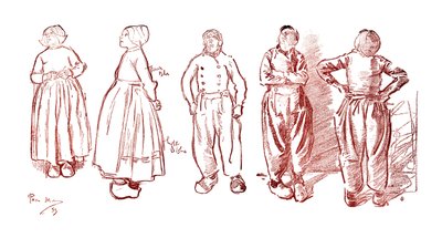 Schizzi a Volendam, Olanda, 1900 da Unbekannt