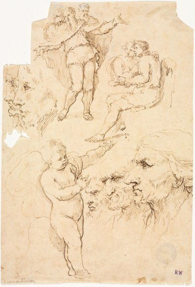 Schizzi di teste e figure, 1600 da Unbekannt