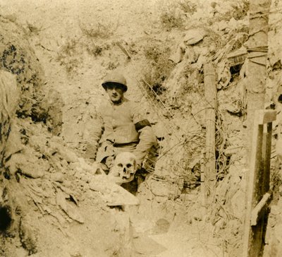 Teschio trovato sepolto nelle trincee, c1914-c1918 da Unbekannt