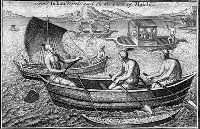 Piccola imbarcazione usata sulla costa del Malabar Cochin, India, c XVIII secolo da Unbekannt
