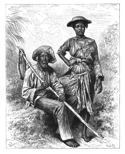 Cacciatore di serpenti e ragazza del carbone, Martinica, c1890 da Unbekannt