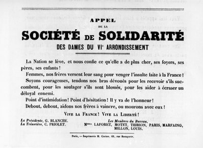 Societe de Solidarite, dai manifesti politici francesi della Comune di Parigi, maggio 1871 da Unbekannt