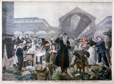 Bancarella di zuppa al mercato di Les Halles al mattino, 1897 da Unbekannt