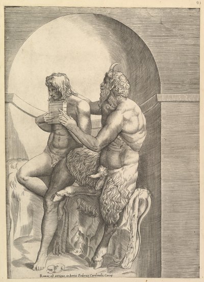 Speculum Romanae Magnificentiae: Pan che insegna al giovane Olimpo a suonare il flauto da Unbekannt