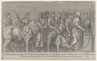 Speculum Romanae Magnificentiae: Sacrificio nel Campo Marzio, XVI secolo da Unbekannt