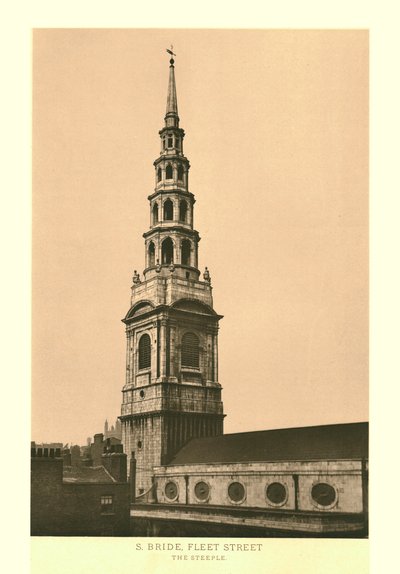 St Bride, Fleet Street, Il Campanile, metà-fine XIX secolo da Unbekannt