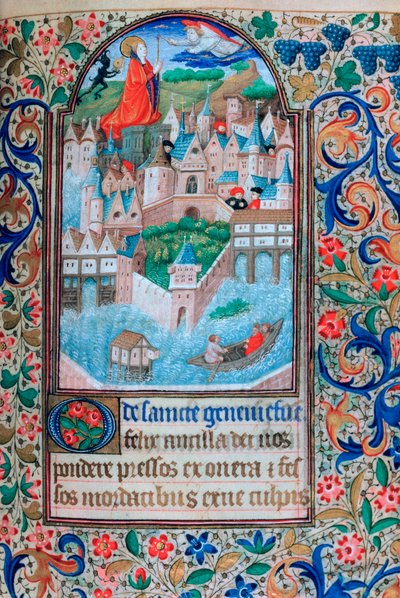 Santa Genoveffa che prega sulle torri di Notre Dame, Parigi, XV secolo da Unbekannt