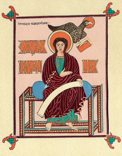 San Giovanni Evangelista dal Libro dei Vangeli di Lindisfarne Durham, c720 da Unbekannt