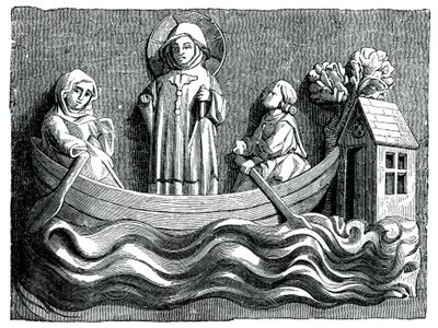 San Giuliano e Santa Basilissa, sua moglie, trasportano Cristo nella loro barca, XIII secolo 1870 da Unbekannt
