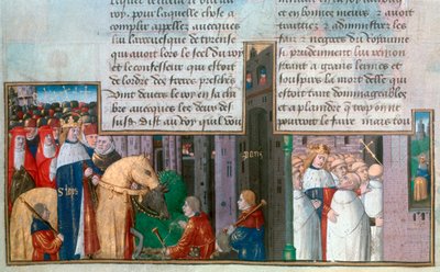 San Luigi ritorna a Parigi, e San Luigi tra i sacerdoti, metà XIII secolo da Unbekannt