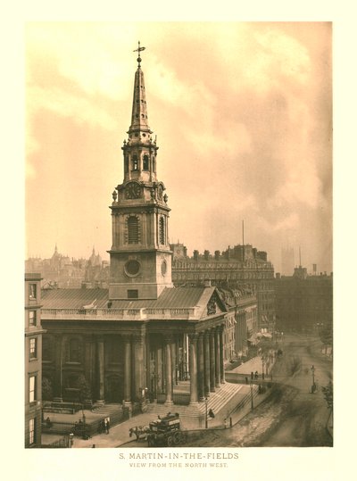 St Martin-in-the-Fields, vista da nord-ovest, metà-fine XIX secolo da Unbekannt