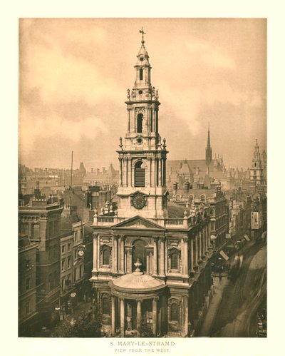 St Mary-le-Strand, Vista da Ovest, metà-fine XIX secolo da Unbekannt