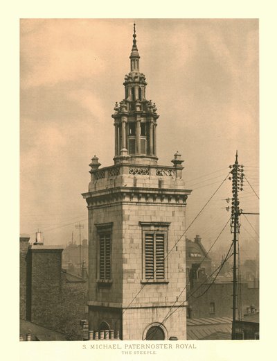 San Michele, Paternoster Royal, Il Campanile, metà-fine XIX secolo da Unbekannt