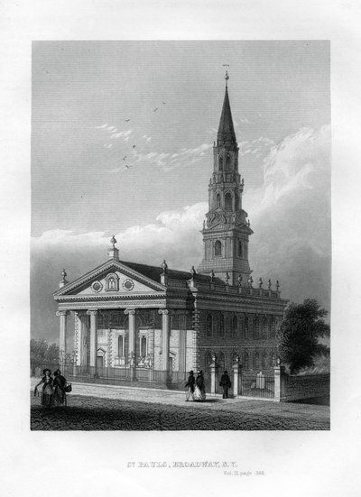 Cappella di San Paolo, Broadway, New York, 1855 da Unbekannt