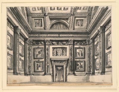 Progetto scenografico, interno di palazzo da Unbekannt
